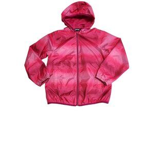 Lands End Girls Medium 10/12 Pink Hooded Windbreaker Jacket 3486